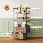 Vermess Vintage 4-Tier Bookshelf with Drawers