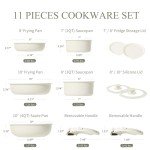 CAROTE 11-Piece Nonstick Cookware Set with Removable Handles