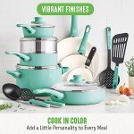 Turquoise Nonstick Aluminium Cookware Set - 16 Pieces