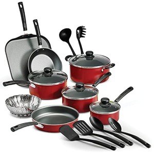 Tramontina 18-Piece Nonstick Cookware Set in Red
