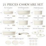 21-Piece Nonstick Induction Cookware Set with Removable Handle