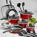 Tramontina 18-Piece Nonstick Cookware Set in Red