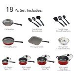Tramontina 18-Piece Nonstick Cookware Set in Red