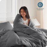 Soft Cooling Twin Duvet Cover in Grey