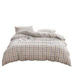Blue Grid 100% Cotton Duvet Cover Set (Queen)