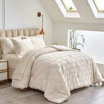 Beige Tufted 7-Piece Queen Comforter Set
