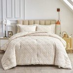 Beige Tufted 7-Piece Queen Comforter Set