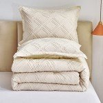 Beige Tufted 7-Piece Queen Comforter Set