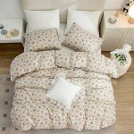 Chic Floral Queen Duvet Cover Set, 3 Pieces