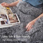 Plush Grey Shaggy Queen Duvet Cover Set