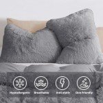 Plush Grey Shaggy Queen Duvet Cover Set