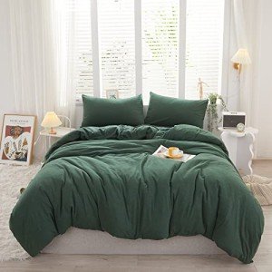 LIFETOWN Soft Jersey Cotton Duvet Cover Set, Forest Green
