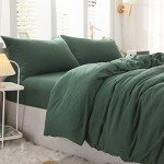LIFETOWN Soft Jersey Cotton Duvet Cover Set, Forest Green