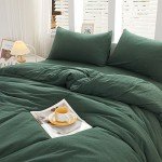LIFETOWN Soft Jersey Cotton Duvet Cover Set, Forest Green