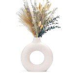 White Ceramic Donut Vase for Modern Decor