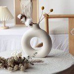 White Ceramic Donut Vase for Modern Decor
