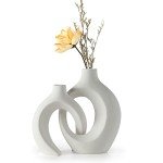 Modern White Hollow Ceramic Vase Set of 2