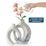 Modern White Hollow Ceramic Vase Set of 2