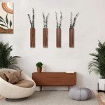 Sawoake Modern Wooden Wall Planters - 4 Pack