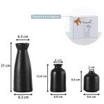 Set of 3 Black Ceramic Decorative Vases