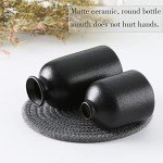 Set of 3 Black Ceramic Decorative Vases