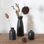 Set of 3 Black Ceramic Decorative Vases