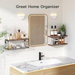 Natural Wood Floating Shelves with Wire Baskets - Set of 3