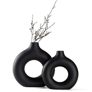 Sawoake Black Donut Vase Set - Modern Decor