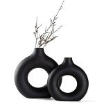 Sawoake Black Donut Vase Set - Modern Decor