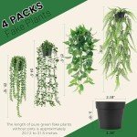 4 Pack Fake Hanging Plants with Pots
