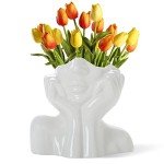 Modern Minimalist Ceramic Face Vase for Home