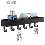 SWTYMIKI Key Holder with Wooden Tray and Hooks