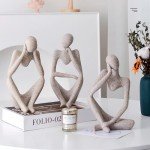 Resin Thinker Statue Set - Abstract Home Decor