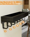 SWTYMIKI Key Holder with Wooden Tray and Hooks