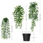 3-Pack Artificial Hanging Plants for Home Decor