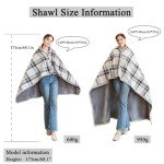 Plaid Fleece Blanket Poncho - Gray/White