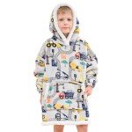 Kids' Wearable Blanket Hoodie with Sherpa Flannel