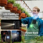 Portable 10000mAh Waist Clip Fan with Flashlight