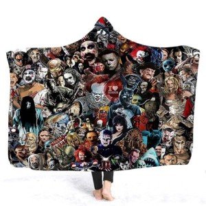 Hooded Halloween Cozy Sherpa Blanket for Adults