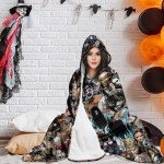 Hooded Halloween Cozy Sherpa Blanket for Adults