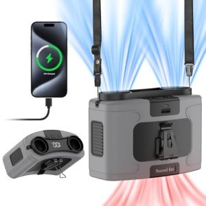 Portable 20000mAh Wearable Clip-On Waist Fan