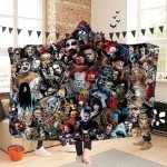 Hooded Halloween Cozy Sherpa Blanket for Adults