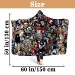 Hooded Halloween Cozy Sherpa Blanket for Adults