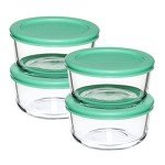 8-Piece Glass Food Storage Containers with Mint Lids