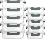 10-Pack Glass Meal Prep Containers with Airtight Lids