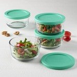 8-Piece Glass Food Storage Containers with Mint Lids