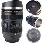 Camera Lens Coffee Mug with Retractable Lid