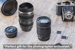 Camera Lens Coffee Mug with Retractable Lid