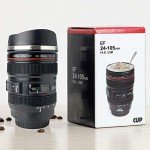 Camera Lens Coffee Mug with Retractable Lid