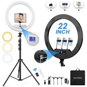 22" Dimmable Ring Light with Tripod and USB Ports